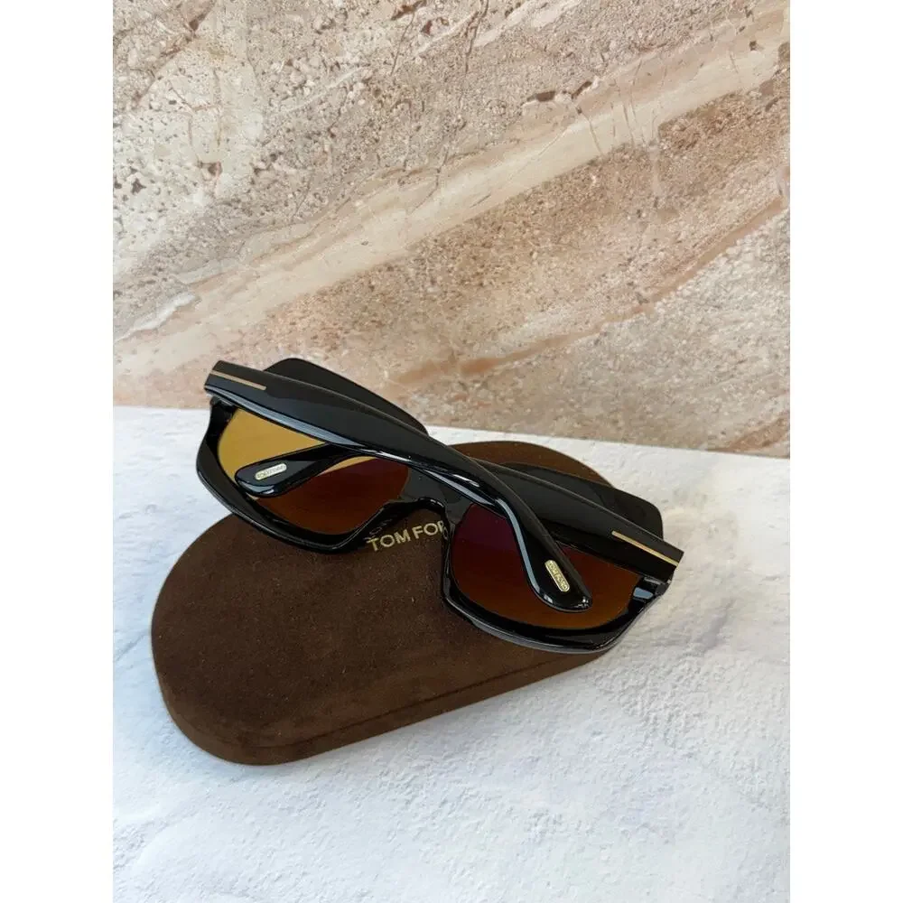 NEW Tom Ford FT1155 Ren Square Sunglasses Black Yellow $550